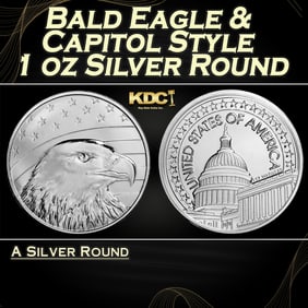 Bald Eagle & Capitol Style - 1 oz Silver Round Round