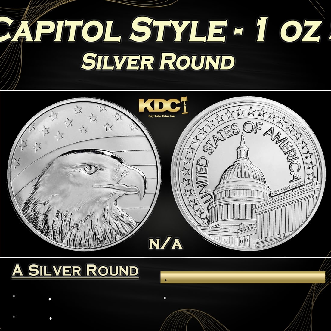 Bald Eagle & Capitol Style - 1 oz Silver Round Round (1 of 3)