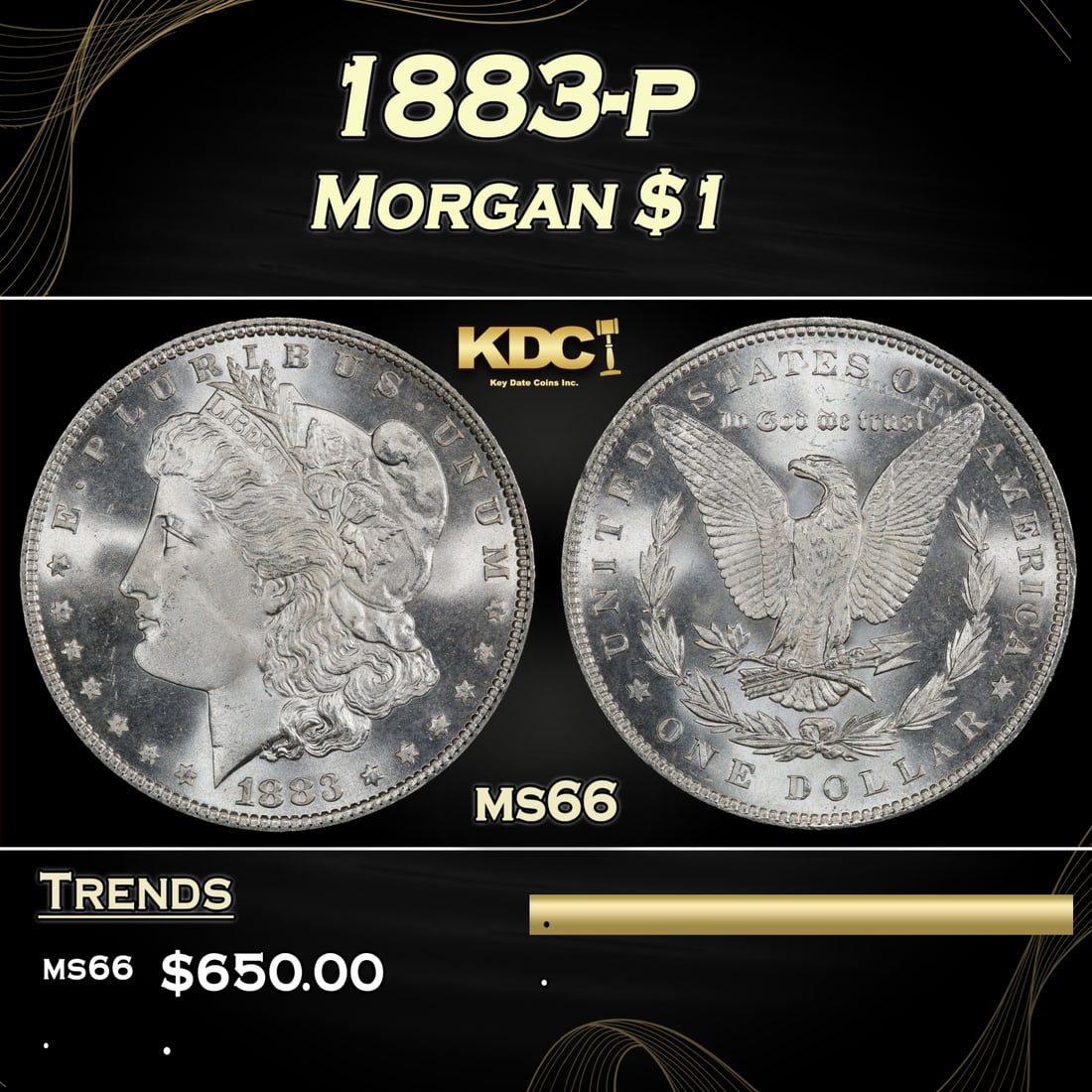 1883-p Morgan Dollar $1 Grades ms66 (1 of 3)