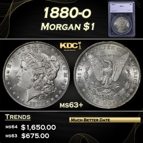 1880-o Morgan Dollar $1 ms63+ SEGS