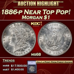 1886-p Morgan Dollar Near Top Pop! $1 ms68 SEGS