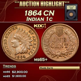1864 CN Indian Cent 1c ms65+ USCG