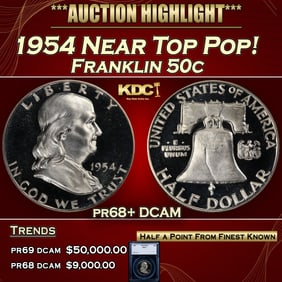 1954 Proof Franklin Half Dollar Near Top Pop! 50c pr68+ DCAM SEGS