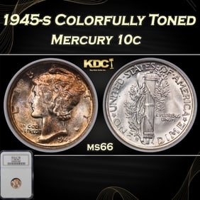 NGC 1945-s Mercury Dime Colorfully Toned 10c ms66 NGC