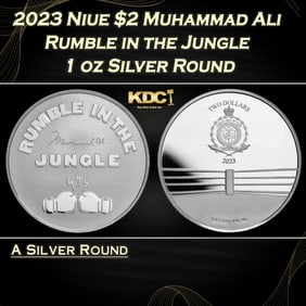 2023 Niue $2 Muhammad Ali Rumble in the Jungle Coin - 1 oz Silver Round Round