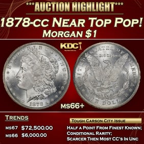 1878-cc Morgan Dollar Near Top Pop! $1 ms66+ SEGS