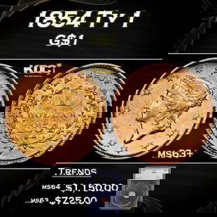 1854 Ty 1 Gold Dollar $1 ms63+ SEGS: 1854 Ty 1 Gold Dollar $1 ms63+ SEGS.