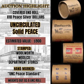*EXCLUSIVE* Hand Marked "Unc Peace Standard," x10 coin Covered End Roll! - Huge Vault Hoard (FC)