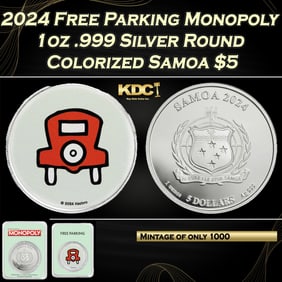 2024 Free Parking Monopoly 1oz .999 Silver Round Colorized Samoa Round