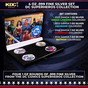 4 OZ .999 Fine Silver Set DC Colorized Superhero's Collection