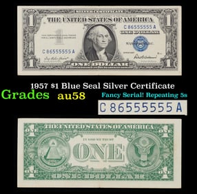 1957 $1 Blue Seal Silver Certificate Grades Choice AU/BU Slider