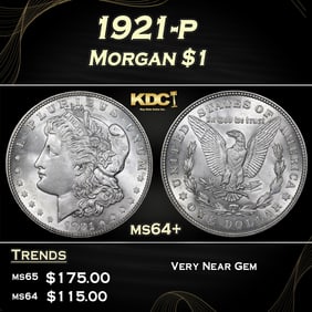 1921-p Morgan Dollar $1 Grades ms64+