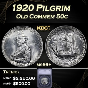 1920 Pilgrim Old Commem Half Dollar 50c ms66+ SEGS