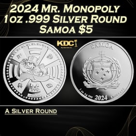 2024 Mr. Monopoly 1oz .999 Silver Round Samoa Round