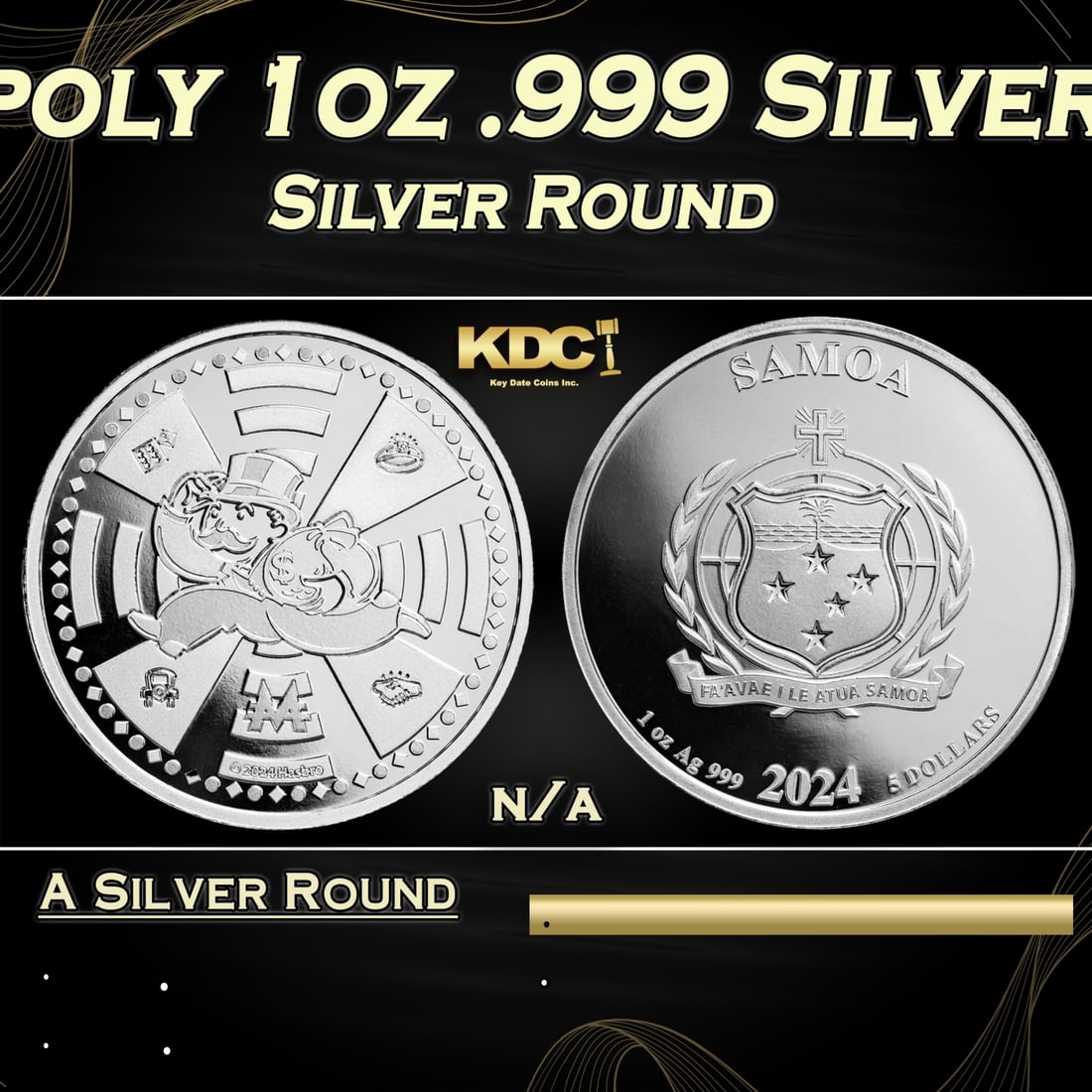 2024 Mr. Monopoly 1oz .999 Silver Round Samoa Round (1 of 5)