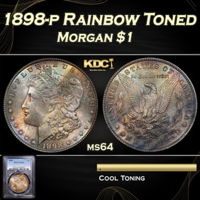 PCGS 1898-p Morgan Dollar Rainbow Toned 1 ms64 PCGS