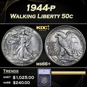 1944-p Walking Liberty Half Dollar 50c ms66+ SEGS