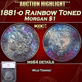 1881-o Morgan Dollar Rainbow Toned $1 ms64 details SEGS