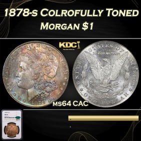 NGC 1878-s Morgan Dollar Colrofully Toned 1 ms64 CAC NGC