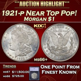 1921-p Morgan Dollar Near Top Pop! $1 ms66+ SEGS