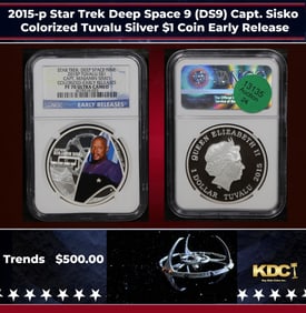 NGC 2015-p Star Trek Deep Space 9 (DS9) Capt. Sisko Colorized Tuvalu Silver $1 Coin Proof Early