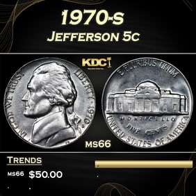 1970-s Jefferson Nickel 5c Grades ms66