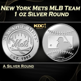 New York Mets MLB Team - 1 oz Silver Round Round