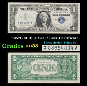 1957B $1 Blue Seal Silver Certificate Grades Choice AU/BU Slider