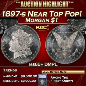 1897-s Morgan Dollar Near Top Pop! $1 ms65+ DMPL SEGS