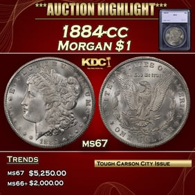 1884-cc Morgan Dollar $1 ms67 SEGS