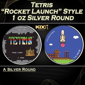 Tetris "Rocket Launch" Style - 1 oz Silver Round Round