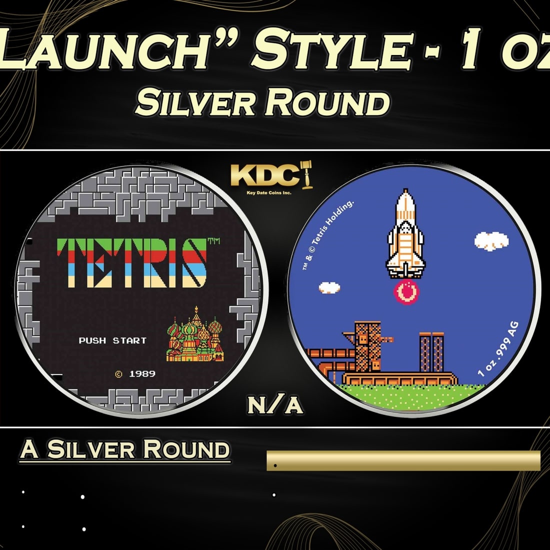 Tetris "Rocket Launch" Style - 1 oz Silver Round Round (1 of 3)