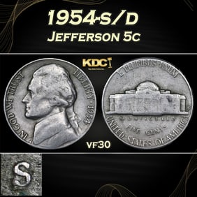 1954-s/d Jefferson Nickel 5c Grades vf30