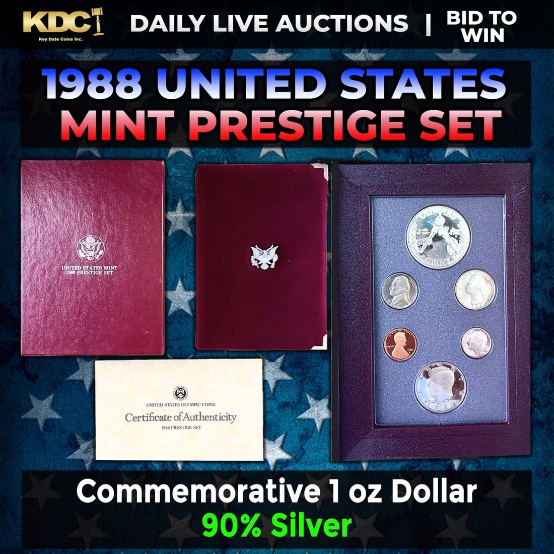 1988 United States Mint Prestige Proof Set 6 Coins W/ Box & COA (1 of 1)