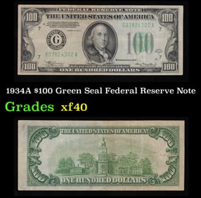 1934A $100 Green Seal Federal Reserve Note Grades xf
