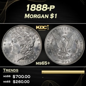 1888-p Morgan Dollar $1 Grades ms65+
