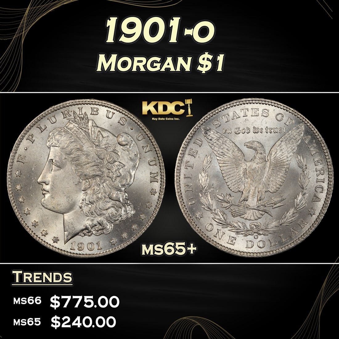 1901-o Morgan Dollar $1 Grades ms65+ (1 of 3)