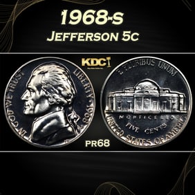 1968-s Proof Jefferson Nickel 5c Grades pr68