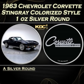 1963 Chevrolet Corvette Stingray Colorized Style - 1 oz Silver Round Round