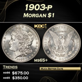 1903-p Morgan Dollar $1 Grades ms65+