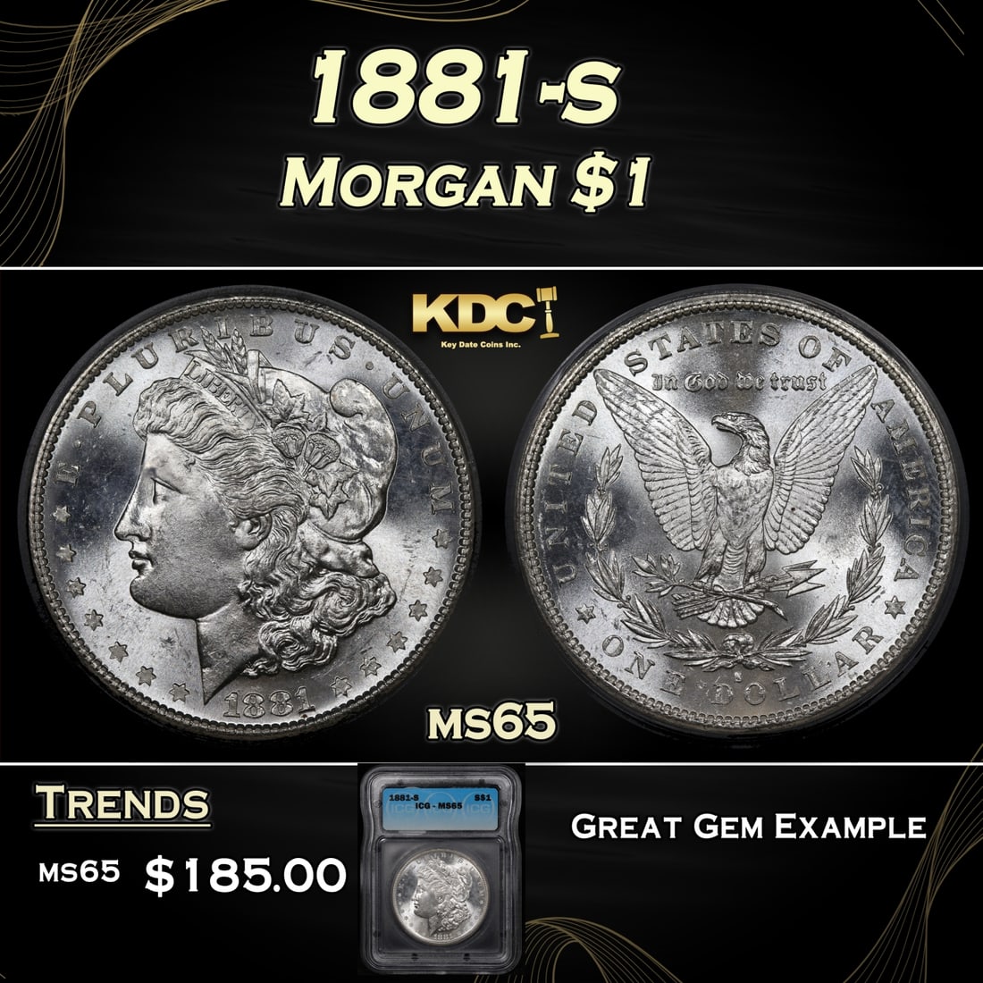 1881-s Morgan Dollar . $1 ms65 ICG (1 of 5)
