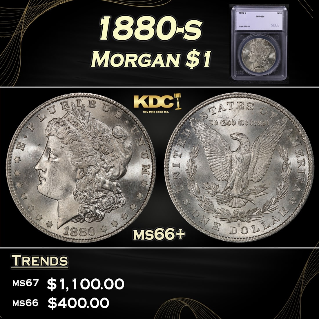 1880-s Morgan Dollar $1 ms66+ SEGS (1 of 5)
