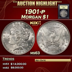 1901-p Morgan Dollar $1 ms63 USCG