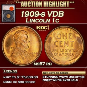 *Highlight* 1909-s VDB Lincoln Cent 1c ms67 rd SEGS (fc)