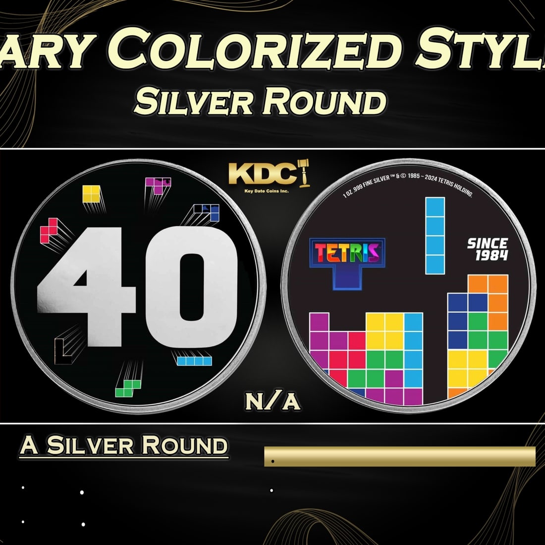 Tetris 40th Anniversary Colorized Style - 1 oz Silver Round Round (1 of 3)