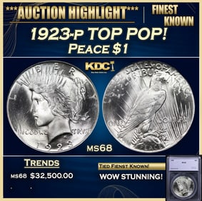 1923-p Peace Dollar TOP POP! 1 ms68 SEGS