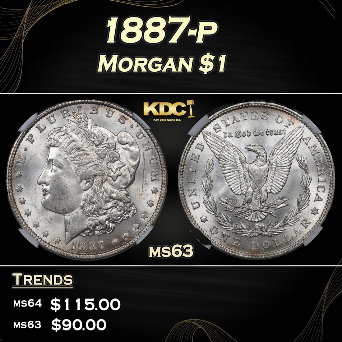 NGC 1887-p Morgan Dollar $1 ms63 NGC (1 of 5)