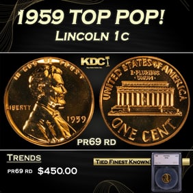 1959 Proof Lincoln Cent TOP POP! 1c pr69 rd SEGS