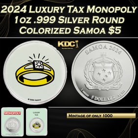 2024 Luxury Tax Monopoly 1oz .999 Silver Round Colorized Samoa Round