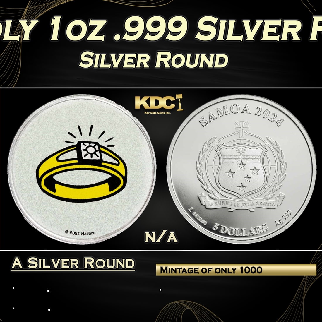 2024 Luxury Tax Monopoly 1oz .999 Silver Round Colorized Samoa Round (1 of 5)